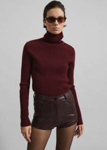 Bottoms Women Red Nevis Faux Leather Hot Pants - Burgundy The Frankie Shop - Image 3