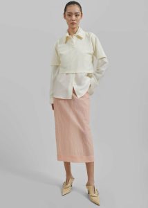 Bottoms Women The Frankie Shop Heidi Semi Sheer Midi Skirt - Pink Pink - Image 3