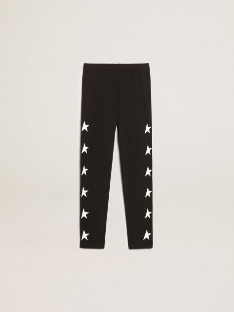 Bottomwear Selection (4-12 Years) Black Girls’ Black Leggings With White Stars On The Sides Golden Goose Kids