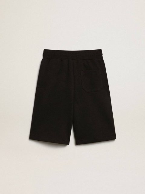 Bottomwear Selection (4-12 Years) Black Kids Golden Goose Boys’ Black Bermuda Shorts With White Stars - Image 5