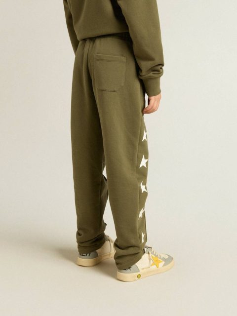 Bottomwear Selection (4-12 Years) Boys' Military-Green Joggers With White Stars Military Green Kids Golden Goose - Image 5