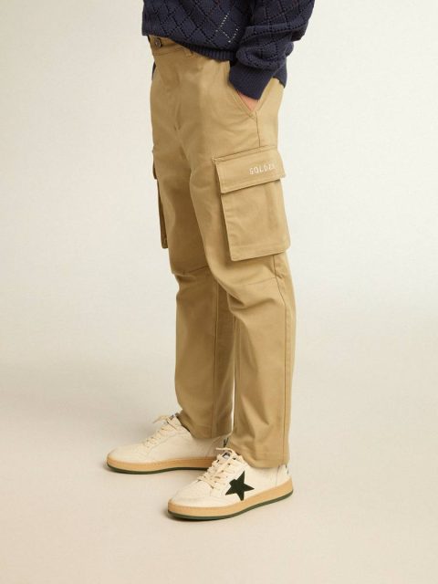 Bottomwear Selection (4-12 Years) Golden Goose Boys’ Sand-Colored Cargo Pants Kids Sand - Image 2