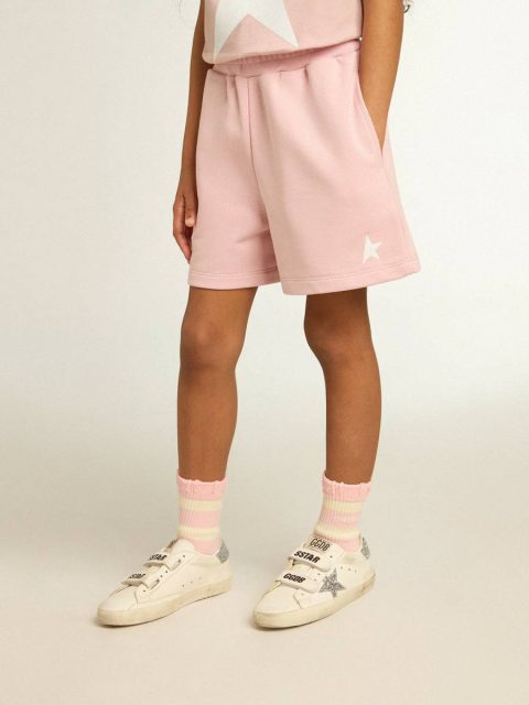 Bottomwear Selection (4-12 Years) Golden Goose Girls’ Shorts In Pink With White Star Pink Kids - Image 2