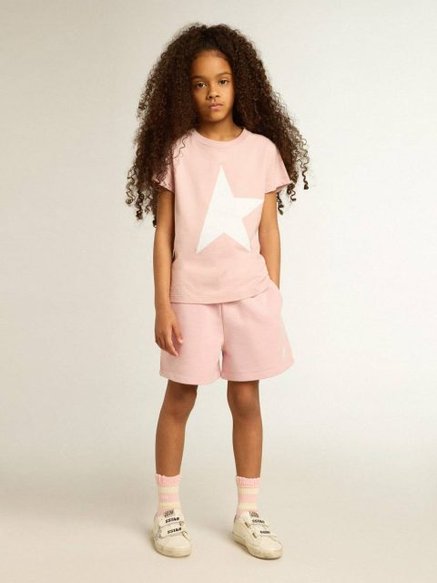 Bottomwear Selection (4-12 Years) Golden Goose Girls’ Shorts In Pink With White Star Pink Kids - Image 3