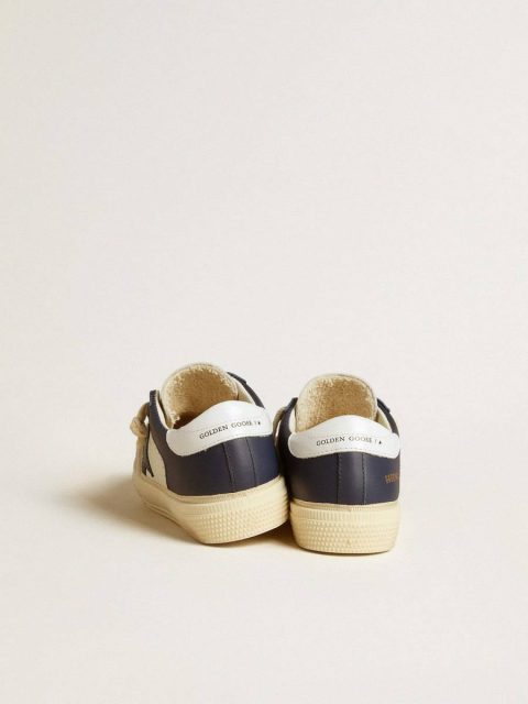 Boys (4-10 Years) Kids Golden Goose White And Blue May Young In White And Blue Leather With Leather Star And Heel Tab - Image 4