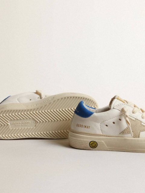 Boys (4-10 Years) Kids Golden Goose White White May Teen With Gray Suede Star And Blue Heel Tab - Image 3