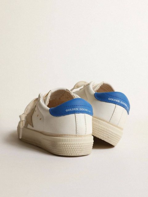 Boys (4-10 Years) Kids Golden Goose White White May Teen With Gray Suede Star And Blue Heel Tab - Image 4