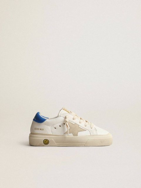 Boys (4-10 Years) Kids Golden Goose White White May Teen With Gray Suede Star And Blue Heel Tab