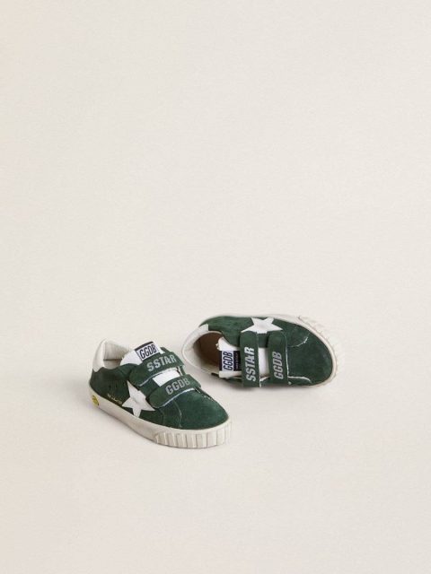Boys (4-10 Years) Kids Old School Young In Green Suede With White Leather Star And Heel Tab Golden Goose - Image 2