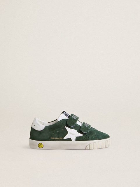 Boys (4-10 Years) Kids Old School Young In Green Suede With White Leather Star And Heel Tab Golden Goose