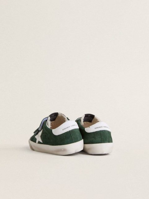 Boys (4-10 Years) Kids Old School Young In Green Suede With White Leather Star And Heel Tab Golden Goose - Image 5