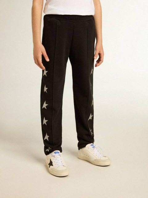 Boys’ Black Joggers With White Stars Black Kids Golden Goose Bottomwear Selection (4-12 Years) - Image 2