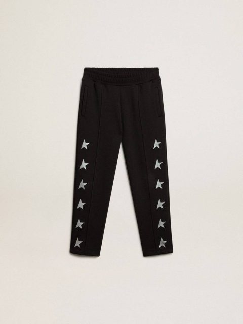 Boys’ Black Joggers With White Stars Black Kids Golden Goose Bottomwear Selection (4-12 Years)