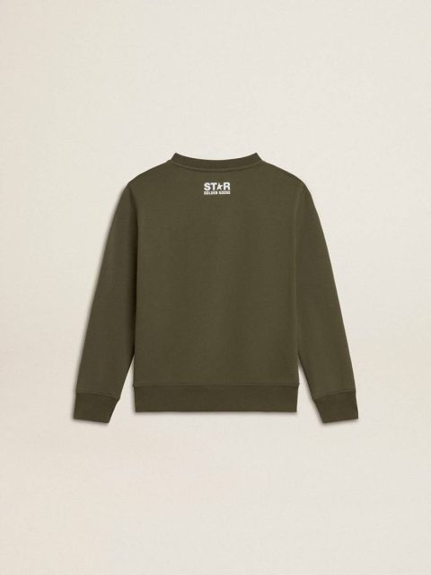 Boys' Dark Green Sweatshirt With White Maxi Star On The Front Golden Goose Dark Green Kids Topwear Selection (4-12 Years) - Image 2