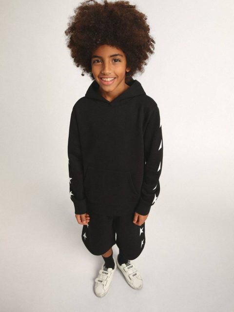 Boys’ Hooded Sweatshirt In Black With Contrasting White Stars Kids Topwear Selection (4-12 Years) Golden Goose Black - Image 3