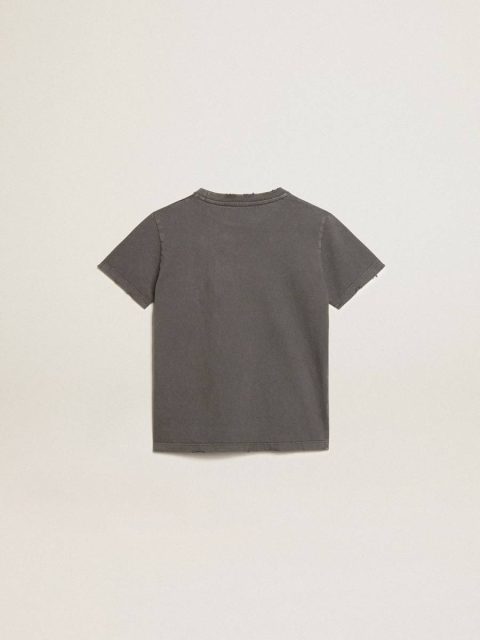 Boys’ T-Shirt In Gray With Distressed Treatment Anthracite Gray Golden Goose Topwear Selection (4-12 Years) Kids - Image 2