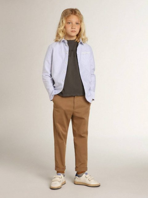 Boys’ T-Shirt In Gray With Distressed Treatment Anthracite Gray Golden Goose Topwear Selection (4-12 Years) Kids - Image 4