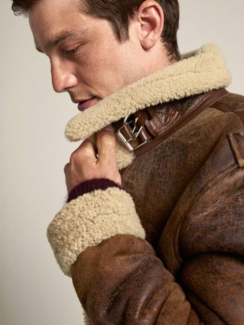 Brown And Beige Golden Goose Journey Collection Arvel Shearling Jacket Men Coats & Jackets - Image 2