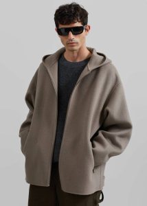 Brown Outerwear Men Rye Hooded Wool Jacket - Light Brown The Frankie Shop - Image 5