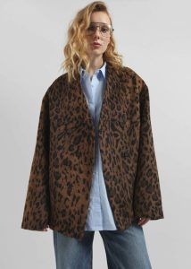 Brown Outerwear Sopel Leopard Print Collarless Blazer - Brown The Frankie Shop Women - Image 3