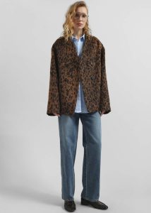 Brown Outerwear Sopel Leopard Print Collarless Blazer - Brown The Frankie Shop Women - Image 5