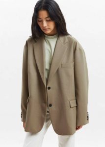 Brown Outerwear Women The Frankie Shop Frankie Oversized Boyfriend Blazer - Desert Taupe - Image 2