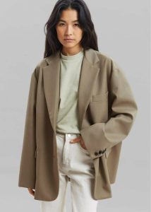 Brown Outerwear Women The Frankie Shop Frankie Oversized Boyfriend Blazer - Desert Taupe