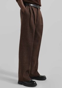 Brown The Frankie Shop Men Beo Wool Suit Pants - Brown Bottoms - Image 4