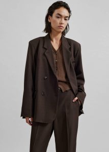 Brown The Frankie Shop Nisha Double Breasted Blazer - Brown Women Outerwear - Image 2
