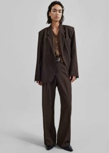 Brown The Frankie Shop Nisha Double Breasted Blazer - Brown Women Outerwear
