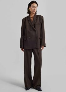 Brown The Frankie Shop Nisha Double Breasted Blazer - Brown Women Outerwear - Image 3