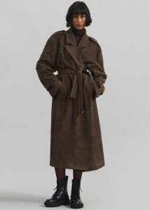 Brown The Frankie Shop Outerwear Peoria Faux Suede Trench Coat - Brown Women - Image 2