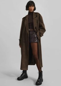 Brown The Frankie Shop Outerwear Peoria Faux Suede Trench Coat - Brown Women