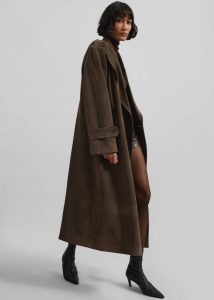 Brown The Frankie Shop Outerwear Peoria Faux Suede Trench Coat - Brown Women - Image 5