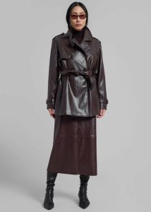 Brown The Frankie Shop Women Outerwear Medora Faux Leather Trench - Brown - Image 3