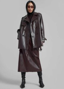 Brown The Frankie Shop Women Outerwear Medora Faux Leather Trench - Brown - Image 5