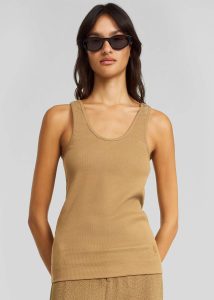 Brown The Frankie Shop Women Tops By Malene Birger Anisa Tank Top - Light Brown