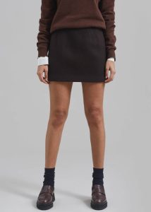 Brown Women The Frankie Shop Bottoms Kerrigan Wool Mini Skirt - Brown - Image 3