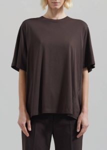 Brown Women Tops The Frankie Shop Harper Soft Organic T-Shirt - Brown - Image 2