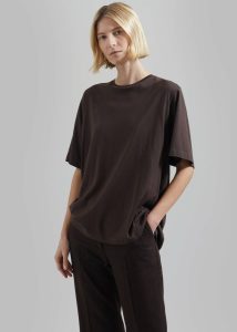 Brown Women Tops The Frankie Shop Harper Soft Organic T-Shirt - Brown