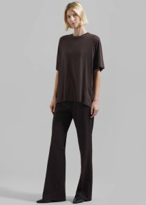 Brown Women Tops The Frankie Shop Harper Soft Organic T-Shirt - Brown - Image 5