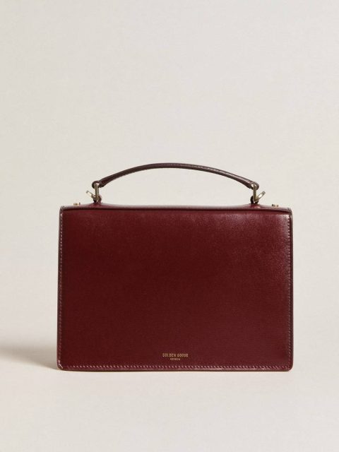 Burgundy Women Golden Goose Crossbody Bags Venezia Bag In Burgundy Boarded Leather With Gold Details - Image 3