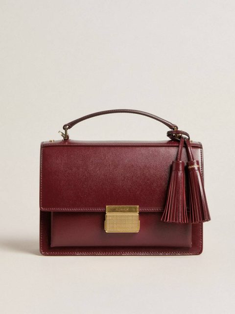 Burgundy Women Golden Goose Crossbody Bags Venezia Bag In Burgundy Boarded Leather With Gold Details - Image 4