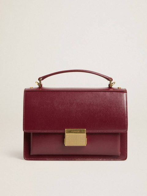 Burgundy Women Golden Goose Crossbody Bags Venezia Bag In Burgundy Boarded Leather With Gold Details