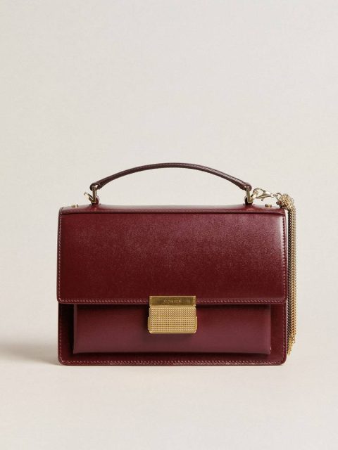 Burgundy Women Golden Goose Crossbody Bags Venezia Bag In Burgundy Boarded Leather With Gold Details - Image 5