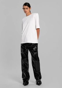 Carrington Padded Shoulder Tee - White White Women Tops The Frankie Shop
