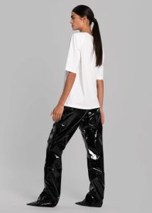 Carrington Padded Shoulder Tee - White White Women Tops The Frankie Shop - Image 3