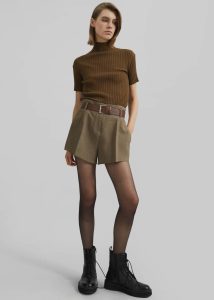 Chappell Belted Shorts - Brown Bottoms The Frankie Shop Brown Women