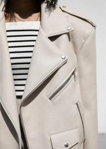 Chicago Oversized Biker Jacket - Cream Beige Outerwear Women The Frankie Shop - Image 5