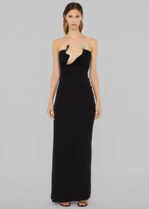 Christopher Esber Odessa Arced Strapless Gown - Black Women Dresses Black The Frankie Shop - Image 4